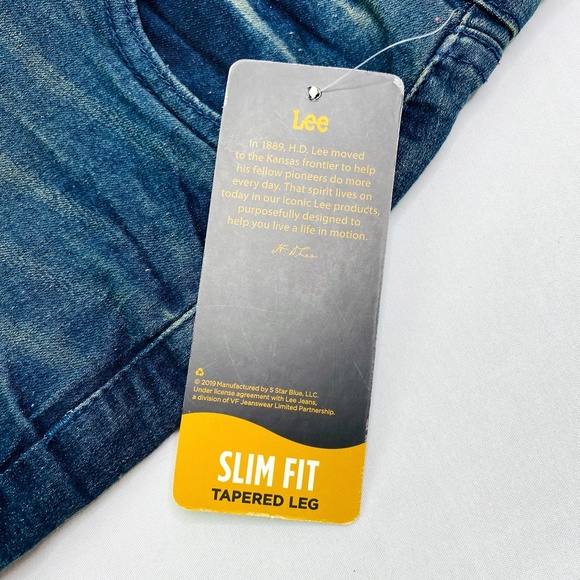 NEW Slim Fit Lee Stretch Jeans Blue Denim Tapered - Picture 6 of 10
